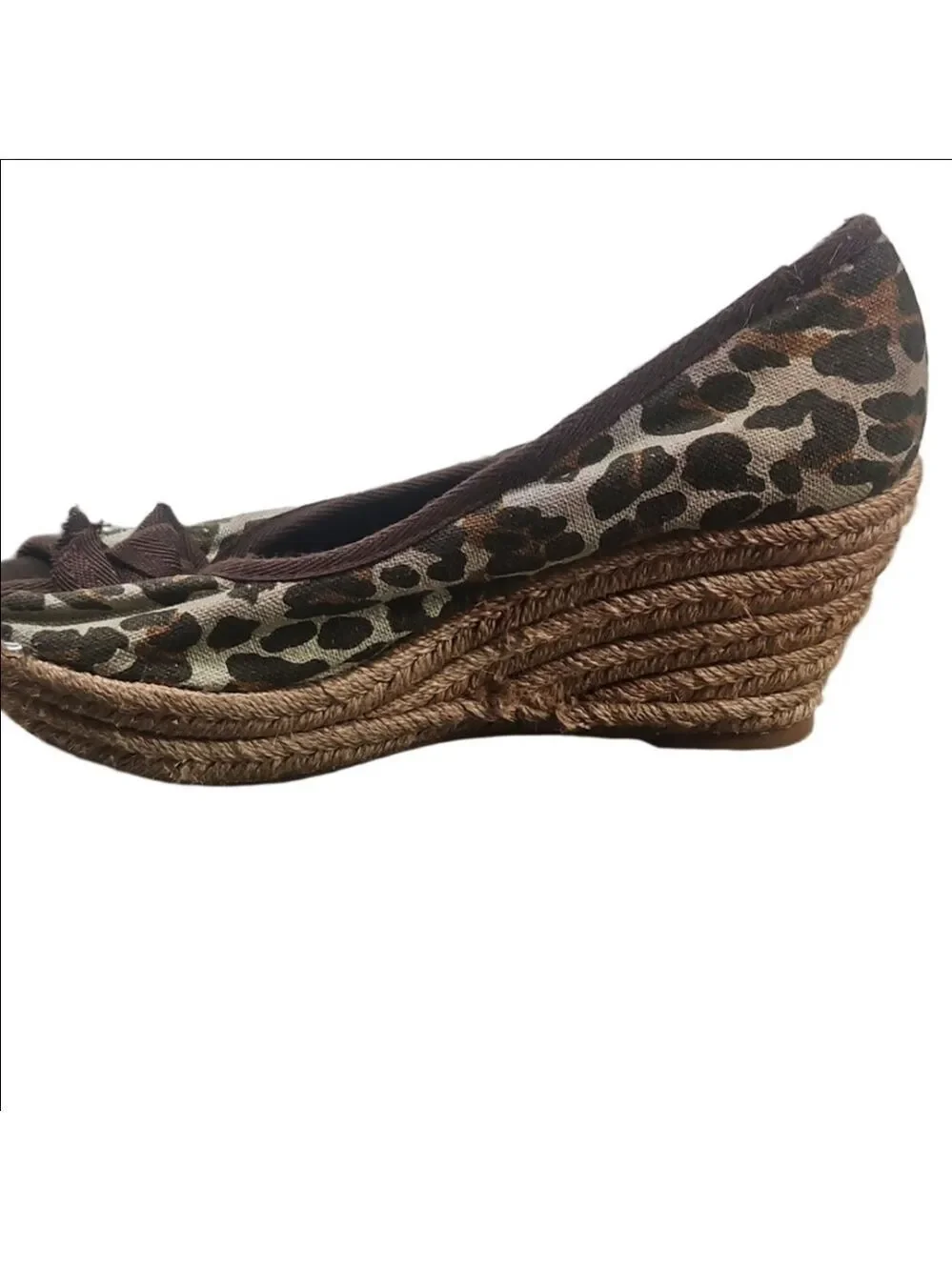 Tory Burch Leopard Wedge Peep Toe Shoes Size 11B